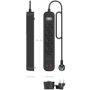Aisens Regleta con Interruptor ASPS-2A2C13-BK con 4 Tomas y 4 Puertos USB
